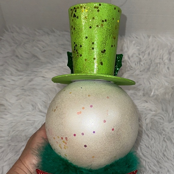 Festive Snowman Ornament Mistletoe Hat Polka Dot Bow Oversized Decor Pier One - Picture 14 of 15